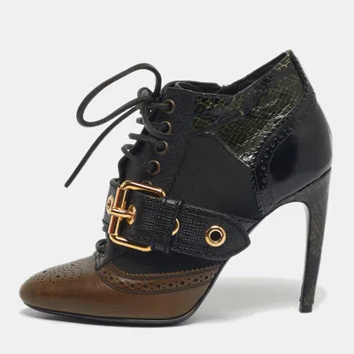 Pre-owned Burberry Multicolor Snakeskin And Leather Westmarsh Ankle Boots Size 36