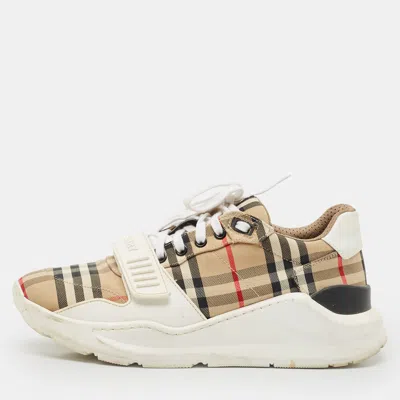 Pre-owned Burberry Multicolor Vintage Check Fabric And Rubber Velcro Low Top Sneakers Size 41