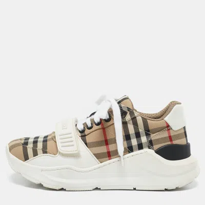 Pre-owned Burberry Multicolor Vintage Check Fabric Low Top Sneakers Size 37