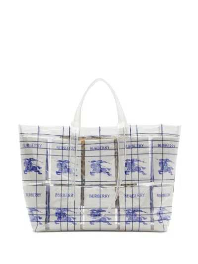 BURBERRY MULTICOLOR WHITE LOGO TOTE BAG