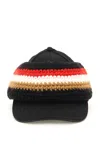 BURBERRY MULTICOLORED KNIT HEADBAND BASEBALL CAP FOR MEN