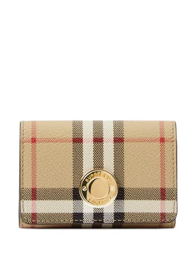 BURBERRY MULTICOLORED LOGO-PLAQUE WALLET WITH DETACHABLE CHAIN-LINK STRAP