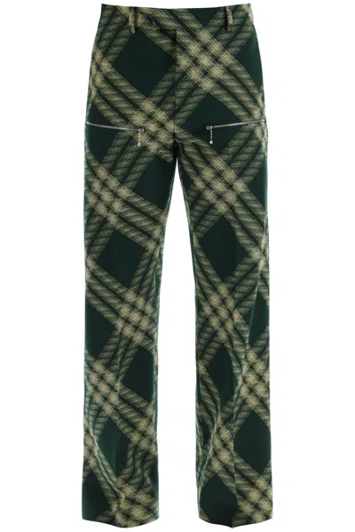 BURBERRY MULTICOLORED STRAIGHT-CUT WOOL TROUSERS FOR MEN