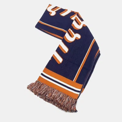 Pre-owned Burberry Multicolor/navy Blue Cotton Muffler