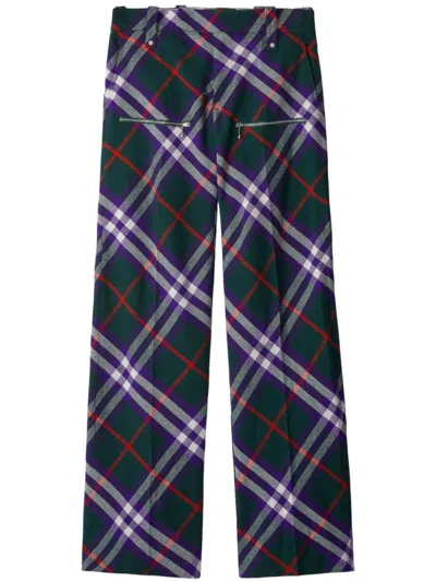BURBERRY MULTICOLOUR CHECK PATTERN TROUSERS