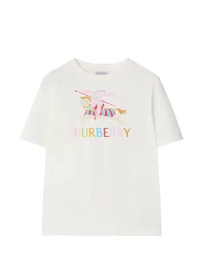Burberry Kids' Multicolour Ekd Cotton T-shirt In White