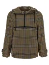 Burberry Half-zip Jacket With Check Pattern In Silk Blend Men