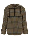 Burberry Half-zip Jacket With Check Pattern In Silk Blend Men