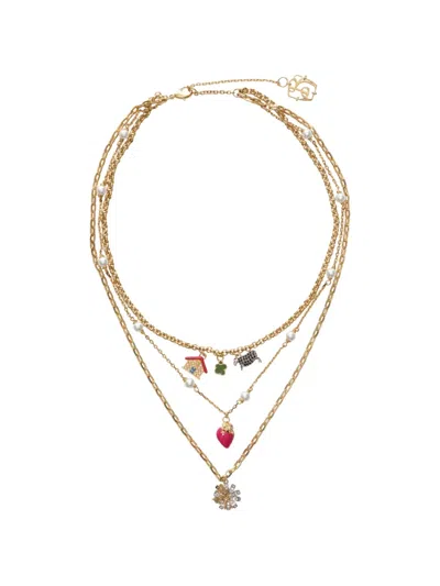 Burberry Multi-layered Charm Necklace In Gold