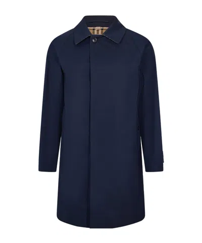 Burberry Multi-pocket Casual Trench Coat In Blue