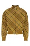 Burberry Check Motif Zip-up Bomber Jacket In Mustard