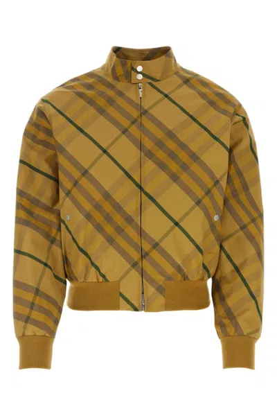 BURBERRY MUSTARD PLAID PATTERN BOMBER JACKET