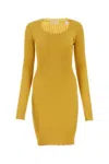 Burberry Mustard Stretch Wool Blend Dress In Pear