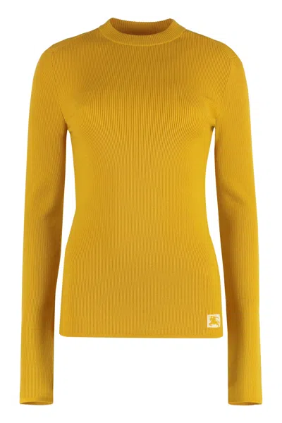 BURBERRY MUSTARD WOOL BLEND PULLOVER FOR WOMEN