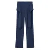 Burberry Muted Navy Reconstructed Tailored Cotton Trousers In Blue