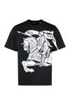 Burberry Black T-shirt With Contrasting Equestrian Knight Print In Cotton Man In Black