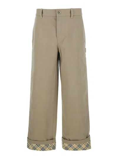 BURBERRY MW RELAXED CHECK LINED WORK TROUSERS