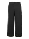 Burberry Black Pants With Logo Embroidery On The Side And Turn-up Checked Hem In Cotton Man In Black