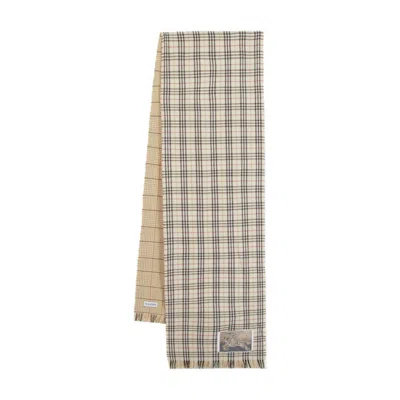 Burberry Embroidered Wool Blend Scarf In Neutral