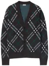 Burberry Checked V-neck Buttoned Cardigan In Black