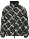 Burberry Multicolorreversible Down Jacket With All-over Check Motiv In Tech Fabric Man In Black