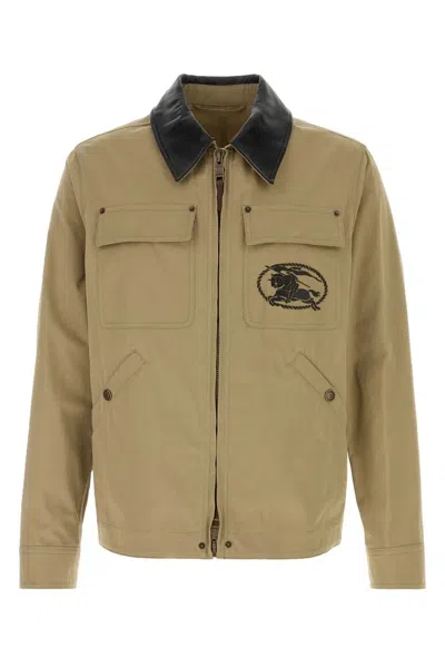 Burberry Cotton Jacket Contrast Collar Front Pockets In Multi