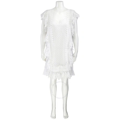 Burberry Nahla White Polka-dot And Scalloped Lace Tulle Dress