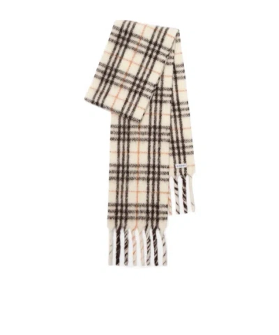 Burberry Narrow Check Alpaca Wool Blend Scarf In Neutral