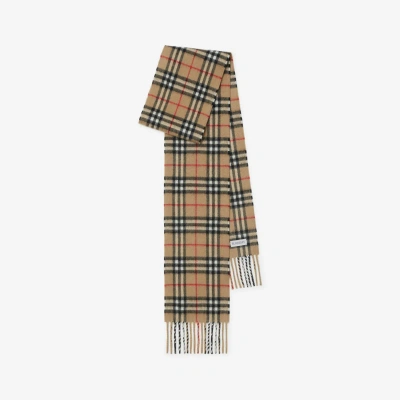 Burberry Narrow Check Cashmere Scarf In Neutral