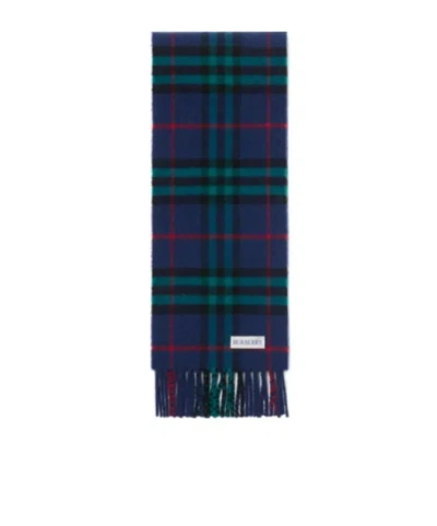 Burberry Narrow Check Cashmere Scarf In Blue