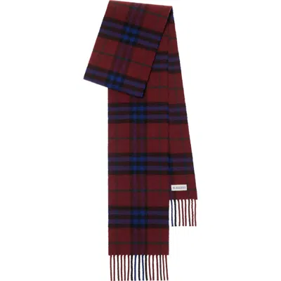 Burberry Narrow Check Cashmere Scarf In Brown