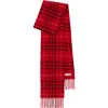 Burberry Narrow Check Cashmere Scarf In Currant