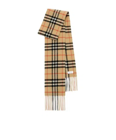 Burberry Narrow Check Cashmere Scarf In Brown