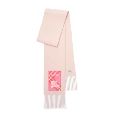 Burberry Narrow Check Label Cashmere Scarf In Neutral