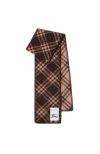 Burberry Narrow Check Wool Scarf In Brown