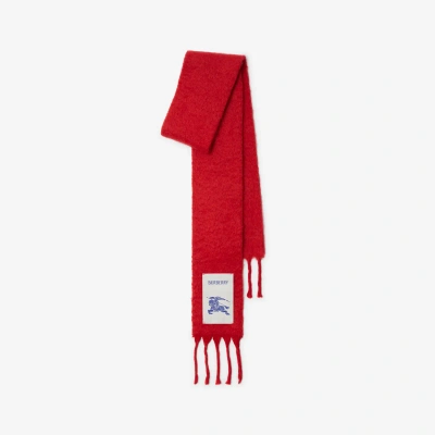 Burberry Narrow Wool Mohair Blend Scarf In Red