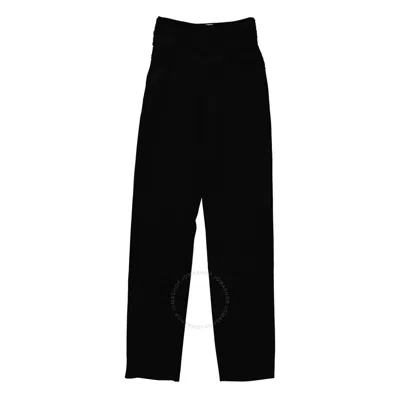 Burberry Natasha Ruched-waist Wool Tailored Trousers In Black