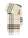 Burberry Stone Check Pattern Fringed Edge Rectangular Shape Logo Patch To The Front Brushed Finish In Neutral