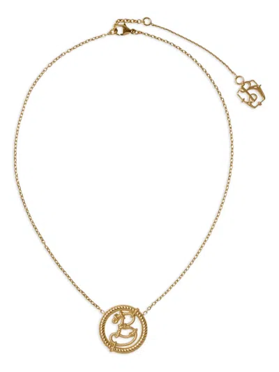 Burberry Nautical-knot B Twisted Hoop Pendant Necklace In Gold