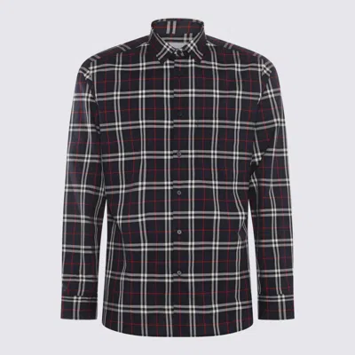 Burberry Navy And Red Cotton Shirt In Navy Ip Check
