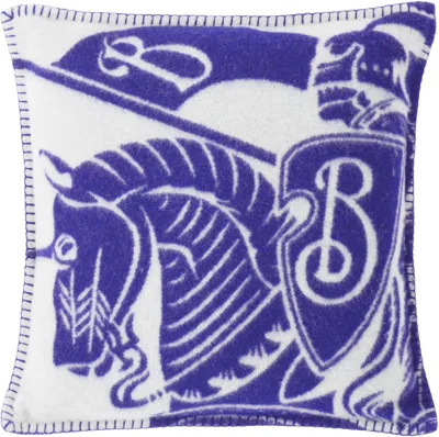 Burberry Knight Equestrian Knight Graphic-print Wool Cushion In Blue