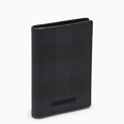 BURBERRY BURBERRY | NAVY BLUE BOOK CARD HOLDER WITH CHECK MOTIF