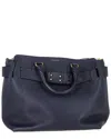Burberry Navy Blue Calfskin Leather Large Marais Tote (authentic Pre-loved)