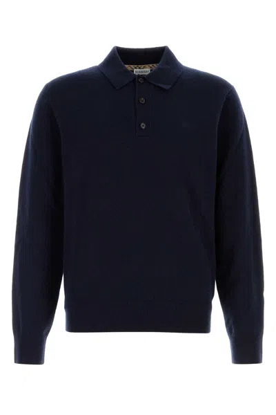 Burberry Navy Blue Cashmere Blend Polo Shirt