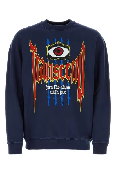 Burberry Navy Blue Cotton Oversize Sweatshirt In Twilightnavy