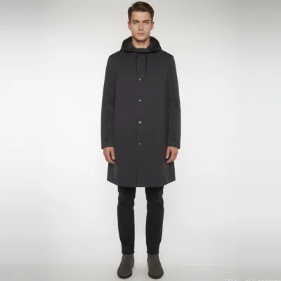 Pre-owned Burberry Navy Blue Cotton Single Breasted Hooded Coat Xxl