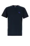 Burberry Eks Logo Embroidered T-shirt In Blue