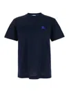 Burberry Navy Blue Crewneck Logo T-shirt In Blue