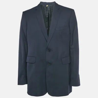Pre-owned Burberry Navy Blue Gabardine Regular Fit Blazer Xxxl