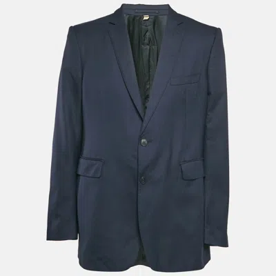 Pre-owned Burberry Navy Blue Gabardine Single Breasted Blazer Xxxl